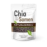 Naturacereal Chia Samen 1kg – Reich an Omega-3, Ballaststoffen & Quelle pflanzlichen Proteins, Antioxidatives Kraftpaket, Ideal für Smoothies, Puddings & mehr – Ethisch geerntet