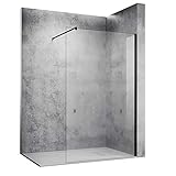 SONNI Duschwand 140x200 cm Walk in dusche mit Stabilisator mattschwarz style aus 10 mm Nano Glas,Duschabtrennung auf Duschtassen oder Boden montierbar