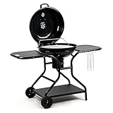 BBQ-Toro Kugelgrill Ø 57 cm mit Ablagefläche und Grillrostheber | Grillfläche Ø 54,5 cm | BBQ Kugelgrill Holzkohle, Barbecue Kugelgrill, Grill Holzkohle rund, Holzkohlegrill mit Deckel