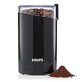 Krups F20342 Kaffeemühle und Gewürzmühle in Einem, Leistungsstarker Motor, Mahlgrad variabel, 75g Füllmenge, Schlagmesser aus Edelstahl, Sicherheitsdeckel, Anti-Rutsch-Füße, Schwarz