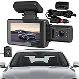 Dashcam High Definition – 7,6 cm (3 Zoll) vorne und hinten, 2-K-Armaturenbrett-Kamera, verbessertes Fahrsicherheitswerkzeug mit Nachtsicht-Schleifenaufnahme für Pendler