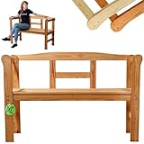KADAX Gartenbank aus Holz, 119x44x76cm Sitzbank aus Massivholz, Holzbank für Garten, Terrasse und Balkon, Wetterfeste Balkonbank mit Rückenlehne (119cm/Braun/H)