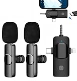 Kabelloses Lavalier Mikrofon, Professionelles Wireless Mikrofon für iPhone/iOS/Androide, Plug and Play für Videoaufnahmen, Vlog, YouTube & TikTok, Bluetooth Ansteckmikrofon mit Geräuschunterdrückung