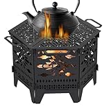 LearnLyrics Feuerstelle für Camping, tragbare Feuerstelle | faltbare Terrassen-Feuerstelle | abnehmbare Feuerstelle aus Karbonstahl für Grill, Camping, Reisen, Picknick, Garten, Terrasse