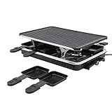 fennnds Raclette-Grill mit 8 Pfännchen 1300 Watt Tischgrill Schwarz aus Antihaftbeschichteter Grillplatte für 6-8 Personen von Grillfeste, Partys, Decks, Terrassen und Restaurants