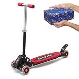 Kinderroller für Kleinkinder, Faltbarer Dreirad-Lean-to-Steer-Roller für Kinder von 3-5 Jahren, Hochwertiger Scooter Kinder, 4-Fach Höhenverstellbar, Roller Kinder 3 Jahre, mit Karton