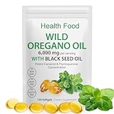 Oregano öl, Oregano Öl Kapseln120 Softgels, 2-in-1 6000 mg Oreganoöl mit Schwarzsamenöl 200 mg, 165 mg Carvacrol – natürlich und gentechnikfrei – hochwirksame Immun- und Verdauungsunterstützung