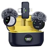 YEJATA 2-in-1-Funkmikrofon für iPhone, Android, Mini-Mikrofon mit Rauschunterdrückung, 40-Stunden-Ladeetui, Magnetklappe und Interviewklemme, 25 Meter