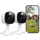 AOQEE 2K Überwachungskamera Aussen/Innen - Kamera Überwachung Aussen, WLAN Camera Indoor/Outdoor, Hundekamera mit App IP65 Wasserdicht, Farbnachtsicht, SD/Cloud-Speicher, kompatibel Alexa, C1, 2er Set