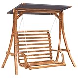 wenjingqi 3200622 Hollywoodschaukel mit Dach aus massivem Tannenholz mit Teak-Finish