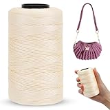LEREATI Polyester Garn 1mm x 230m Makramee Garn 1mm Baumwollgarn Polyester Macrame Cord Polyester-Seil Baumwollkordel für Handtasche, Umhängetasche, Häkeltasche, Strickwaren (Beige)