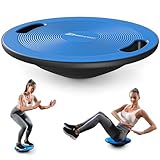 Hop-Sport Balance Board aus Kunststoff - 150 kg Belastbarkeit, rutschfestes Wackelbrett mit Griffen, Gleichgewichtstrainer für Physiotherapie, ø 40 cm- blau