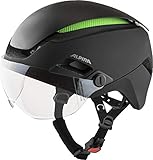 Alpina Altona - Extrem Leichter, Beleuchteter & Belüfteter Fahrradhelm Mit Hochwertigem Visier Für Erwachsene, Black matt, 57-62 cm