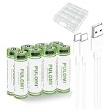 USB AA Lithium Ionen Aufladbare Akkus, 1.5V 2600mWh wiederaufladbare batterien AA Akku, 1H Stunden Schnellladung, 1200 Zyklen mit Typ C Ladekabel Überladeschutz, Pack of 8