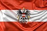 Cosymate Österreichische Flagge mit Adler Österreichische Flagge mit Adler 90 x 150 cm mit Messingösen, lebendige Farbe, UV-beständig, Segeltuch-Kopf, Österreichische Nationalflagge, 90 x 150 cm