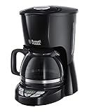 Russell Hobbs Kaffeemaschine [Digitaler Timer, Brausekopf für optimale Extraktion&Aroma] Textures+ (max 10 Tassen, 1,25l Glaskanne, Warmhalteplatte, Tropf-Stopp) Filterkaffeemaschine 22620-56, Schwarz