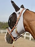 TGW Riding Super Fit Pferdefliegenmaske Pferde Fliegenmaske Horse Fly Mask (L, Light Gray)