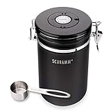 Schramm® Kaffeedose 1800 ml in 10 Farben mit Dosierlöffel Höhe: 19cm Kaffeedosen Kaffeebehälter aus Edelstahl, Farbe:schwarz