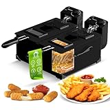 TurboTronic Doppel-Fritteuse 3600W | 2x3L Edelstahl-Kaltzonen-Friteuse mit spülenmaschinefesten Teilen, Sichtfenster und präzise 0–190°C Temperaturregelung, Fritöse (schwarz)