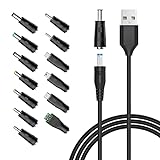 POWSEED 5V Universal DC Power Cable, USB to DC Charging Cord with 13pcs Adapter Plugs for Webcam Router, Power Bank, Toy, Recorder, Bluetooth Speaker, Scanner, DVR, Hard Disk Box, USB-HUB etc.