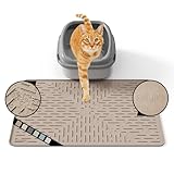 OHMO Katzenklo matte aus Premium-Silikon 60 * 40 CM, wasserdicht und BPA-frei Katzentoilettenmatte, einfach zu reinigen und hält Ihr Zuhause sauber (Beige)