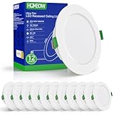 HOMEOW 12er Set Einbaustrahler 230V 7W, 700 Lumen LED Flach, Neutralweiß 4000K Spot, Durchmesser 118mm, Ausschnitt 95-110mm, IP44 Wasserdicht Für Badezimmer Küche Wohnzimmer