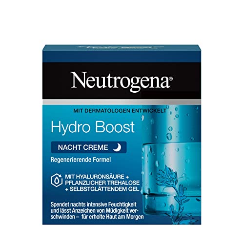 Neutrogena Hydro Boost Nacht Creme, Gesichtscreme, Feuchtigkeitscreme, Alle Hauttypen, Ölfrei, 50 ml