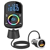 eppfun Auto Bluetooth FM Transmitter Freisprecheinrichtung Auto Kit mit Quick Charge QC 3.0 Autoradio Adapter und microSD-Karte Musikwiedergabe