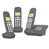 Gigaset A280A Trio - 3 Schnurlose DECT-Telefone mit Anrufbeantworter - brillante Audioqualität auch beim Freisprechen - intuitive, symbolbasierte Menüführung - Kurzwahltasten, dunkelgrau