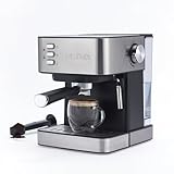 Petra Manuelle Espressomaschine mit Milchaufschäumer – Kompatibel mit gemahlenem Kaffee, 15-Bar italienische Druckpumpe, 1.6L abnehmbarer Wassertank, inklusive Messlöffel & Siebträger, 850W, PT6137VDE