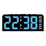 jiingekk Moderner digitaler Wecker mit einstellbarer Helligkeit und Bodenbeleuchtung, weitere Funktionen für Zuhause und Büro, LED-Digitalwecker, 15,2 cm