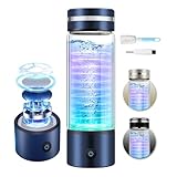 IUHFSIFS Upgrade Wasserstoff Wasserflasche 4000PPB【Nr.1 Doppelter Wasserstoffgehalt】Hydrogen Water Bottle Mit TOP SPE PEM-Technik, Wasseraufbereitung in 3 Minuten, Blau 420ML