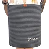GOCAN grande alto robusto cesto Hamper lavanderia Cestini di stoccaggio tessuti per vestiti Cuscini Coperta Giocattolo in soggiorno o camera da letto decorazione H50XD38cm grigio scuro