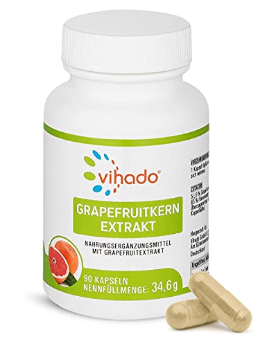 Vihado Grapefruitkernextrakt Kapseln – natürliche Flavonoide aus Grapefruit – pflanzliches Nahrungsergänzungsmittel mit Superfood Extrakt – vegan und ohne künstliche Zusätze – 90 Kapseln