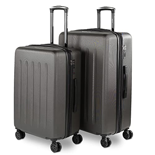 SKPAT - Leicht Koffer Set ABS Reisekoffer Set für Flugreisen - Dauerhaft Hartschalenkoffer Set - Kofferset Hartschale mit TSA Kombinationsschloss - Robuster und Leichter Reisekofferset Koffe, Antrazit