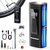 Elektrische Luftpumpe, YOUNGDO Fahrradpumpe, Luftpumpe Fahrrad 150PSI, Akku Kompressor 6000mAh, Fahrradpumpe alle Ventile für Fahrrad, Motorrad, Auto
