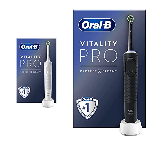 Oral-B Vitality Pro Elektrische Zahnbürste/Electric Toothbrush weiß & Vitality Pro Elektrische Zahnbürste/Electric Toothbrush, 3 Putzmodi für Zahnpflege & Protect X Clean Zahnbürstenkopf schwarz