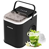 Eiswürfelmaschine, 120W Eiswürfelbereiter Klein, 8 Eiswürfel in 6 Minuten, 12kg/24h, Ice Maker mit Infrarotsensor & Selbstreinigung für Küche, Büro, Bar und Party (Schwarz)