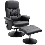 HOMCOM Relaxsessel mit Fußhocker Stauraum Liegefunktion Massagesessel TV-Sessel mit Massagefunktion Liegesessel Ergonomischer Stuhl mit 10 Vibrationpunkte Kunstleder Schwarz 76 x 81 x 105 cm
