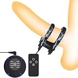 Jpscor Doppelter Penisring Abnehmbar Elektroschock Cockring Set, Leitfähiges Silikon Reizstromgerät Penis Ring Trainer mit Host und Fernbedienung SM E-stim Bondage Sexspielzeug für Männer Paare