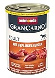 animonda GranCarno Hunde Nassfutter mit Geflügelherzen (6 x 400g), getreidefreies Hundenassfutter ohne Zucker, für ausgewachsene Hunde, mit frischen fleischigen Zutaten