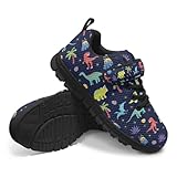 NETILGEN Freizeitschuhe für Kinder, Turnschuhe, einzelne Schnalle, Turnschuhe, Tennisschuhe, rutschfeste Straßenlaufschuhe für Jungen und Mädchen, Cartoon Dinosaurier, 29 EU