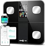 RunSTAR Körperfettwaage Digitale, Personenwaage mit hoher Genauigkeit großem Display für BMI, Herzfrequenz und Analyse von 15 Körperwerte, synchronisierbar mit Fitness-App, Tragfähigkeit bis zu 180kg