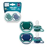 AVENT ultra air Schnuller – Leichte, atmungsaktive Schnuller für Babys im Alter von 6–18 Monaten, BPA-frei mit Transportbehälter als Sterilisator, 2er-Pack, Modell SCF085/31