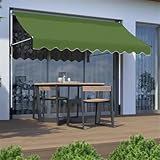 Manuell einziehbare Terrassenmarkise, einziehbare Terrassenmarkise, winkel- und höhenverstellbar, Sonnenschutz mit manueller Kurbel, für Deck, Balkon, Hof