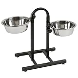 Kerbl Futterbar Deluxe (Fassungsvermögen pro Napf 2800 ml, höhenverstellbar, mit stabilen Stahlgestell) 82266