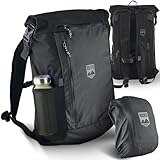 RUVO® Premium Rucksack I Rolltop Rucksack 26 Liter bis 34 Liter Stauraum, wasserfest & robuster Verarbeitung I Tagesrucksäcke für Arbeit, Reisen & Freizeit