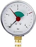 Sanitop-Wingenroth Rohrfeder-Manometer | Druckmessgerät für geschlossene Heizungsanlagen | Anzeigebereich: 0-4 bar | Anschluss von unten | Typ 1/4 '' | Kunststoff | 27169 1