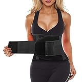 SIHOHAN Bauchweggürtel, Schwitzgürtel Fitness Gürtel, Verstellbarer Taille Trimmer Gürtel Fitnessgürtel, Waisttrainer Taillenformer, Bauchgürtel für Herren und Damen（Schwarz, L）