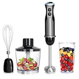 Kolohoso 1500W Stabmixer 4 in 1, Pürierstab mit 20 einstellbaren Geschwindigkeiten und Turbo-Modi, Stabmixer Set mit Klingen aus Edelstahl, mit Schneebesen, 500ml Lebensmittelhacker, 600ml Messbecher